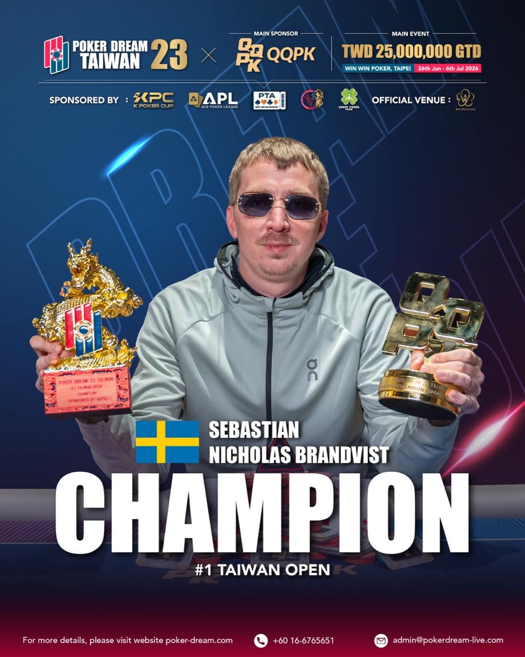 Taiwan Open Champion Sebastian Brandvist Enters
